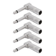 5 conectores mono de 6,35 mm en ángulo recto para guitarra