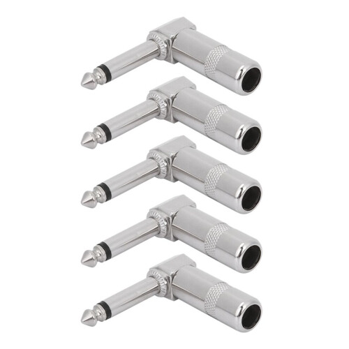 5 conectores mono de 6,35 mm en ángulo recto para guitarra