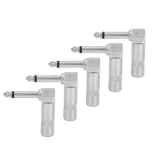 5 conectores mono de 6,35 mm en ángulo recto para guitarra 1