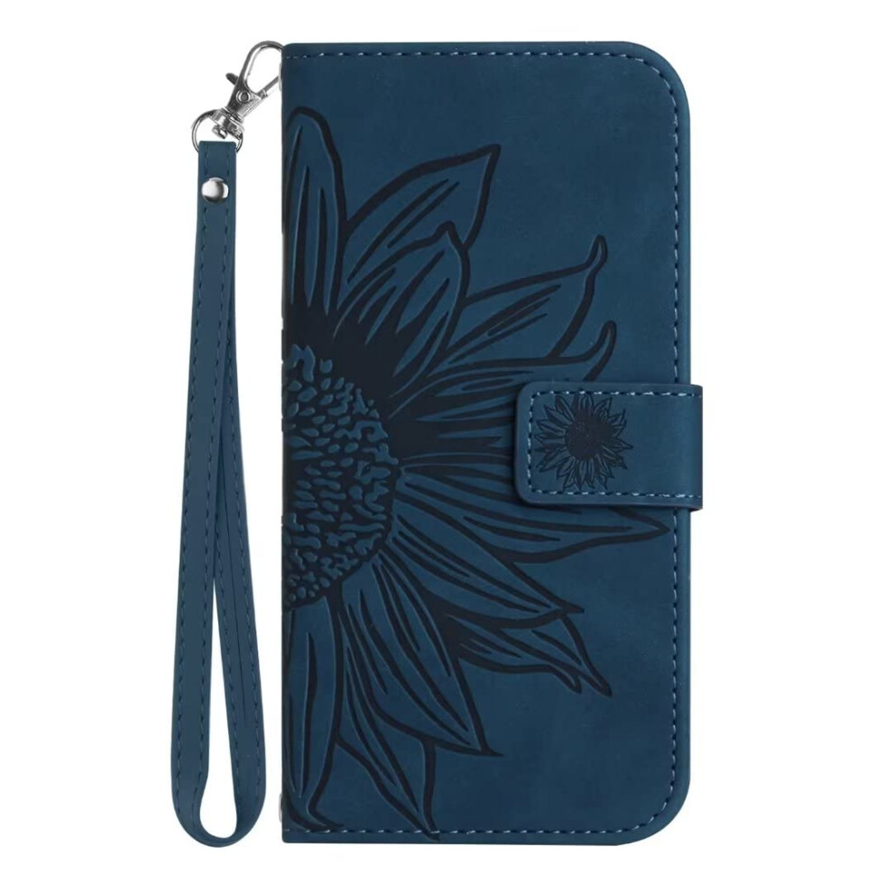 Case With Card Holder And Sunflower Magnetic Back Flip, Wallet Case For Women, Inky For Iphone 15 Plus Blue 9105992195374