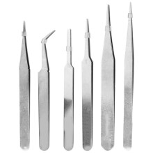 6pcs Stainless Steel Anti Static Tweezers Set