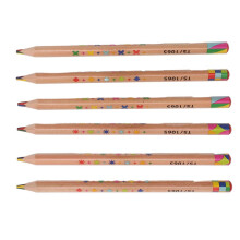 Set van 6 regenboogpotloden met driehoekig ontwerp, 4-in-1 model.