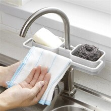 Porta spugna da lavello con fori di drenaggio per lavello da cucina, porta spugna da appendere al rubinetto, design a flusso rapido dell'acqua per un