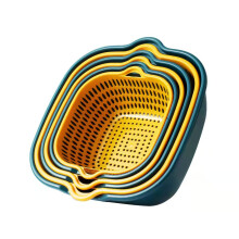 Multifunktionales Küchensiebset zum einfachen Waschen und Einweichen von Gemüse und Obst, stapelbare Siebschalen aus PP-Material, tragbar