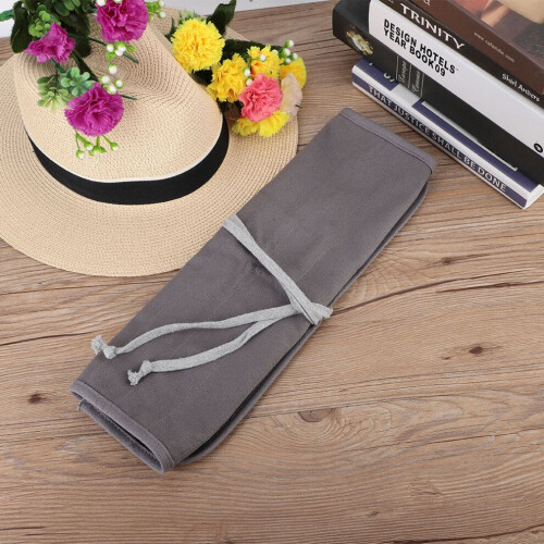 Grauer Pinselhalter aus Canvas, Stiftrolle 2
