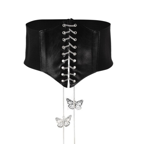 Black Corset Belt Unique Design Vintage Style PU