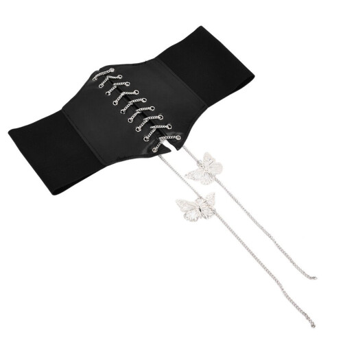 Black Corset Belt Unique Design Vintage Style PU 1
