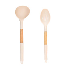 Ustensile de gătit rezistente la căldură, set de ustensile de bucătărie din silicon, design ergonomic, mâner din lemn antizgârieturi,