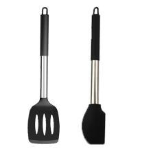 Set de ustensile de gătit profesionale, ustensile de bucătărie premium cu mâner din oțel inoxidabil pentru gătit sănătos, protecție