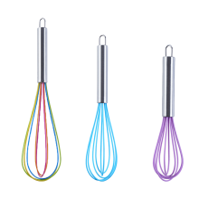 Eiermixer aus Edelstahl, kratzfester Silikon-Schneebesen, ergonomischer Griff, robuste Konstruktion für professionelle Ergebnisse, hitzebeständiges