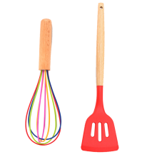 Fouet anti-rayures sûr, manche en bois innovant pour un ustensile de cuisine polyvalent, lot de 2