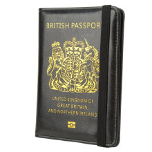 Britse paspoorthoes met elastische band, geschikt voor meerdere kaarten.