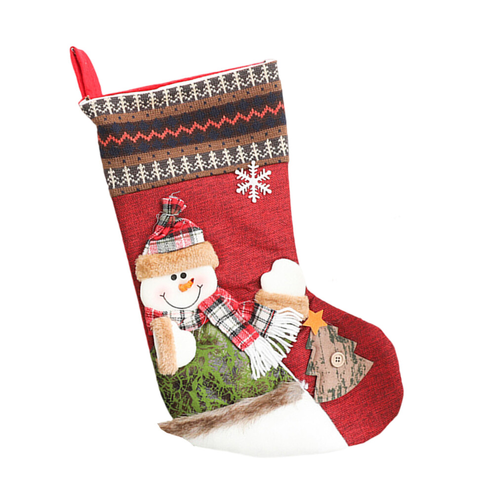 Christmas Stocking Set Soft Fabric Hanging Tree Pendant-snowman