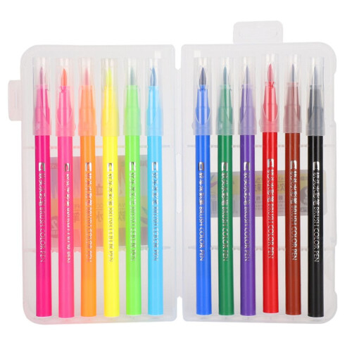 Pinselfarbstift mit weicher Spitze, abwaschbar, 12 Farben Set 2