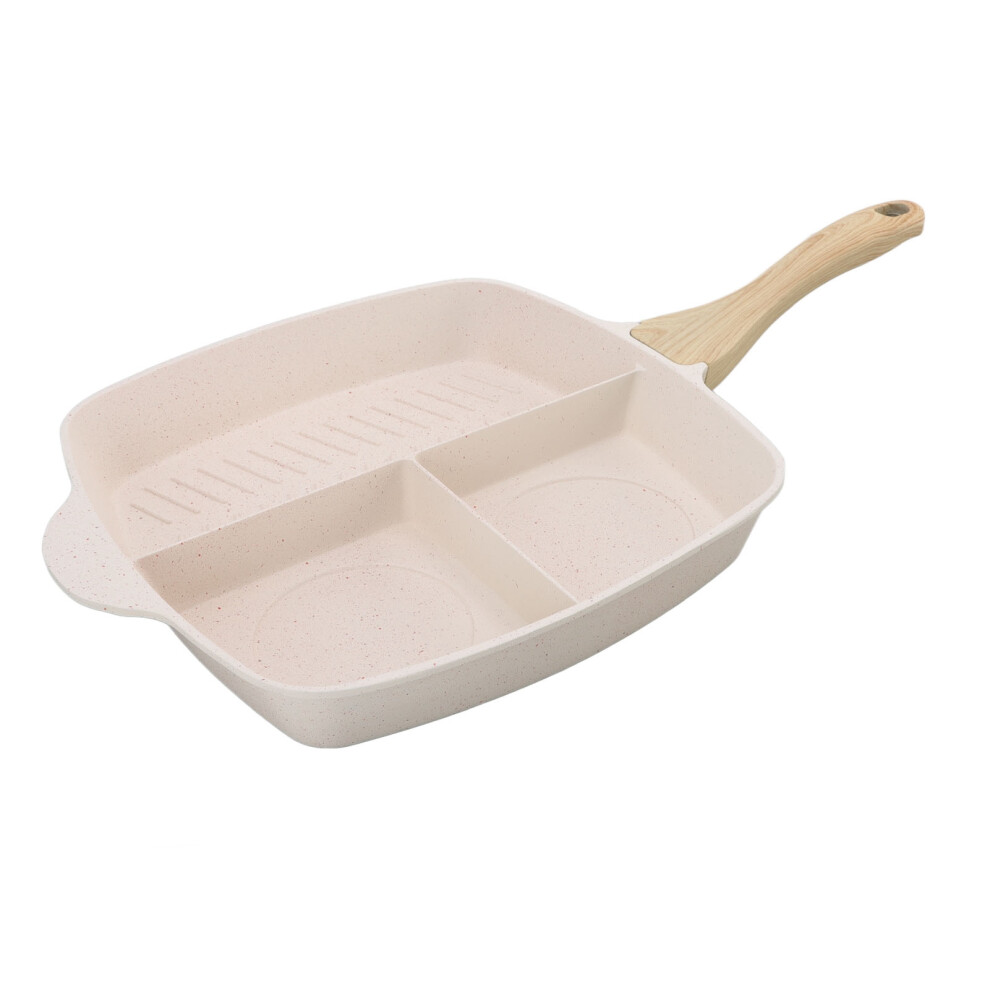 Elegant Cooking Companion: Nonstick Breakfast Skillet With Detachable Bakelite Handle For Safe Handling, Multi-Section Grill Pan That Offers Versatile-image-OPC-PN596WY-NEW