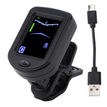 Clip-on gitaartuner met kleuren-LED-scherm en 360 graden draaibare display.