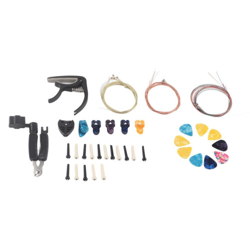 Gitarrtillbehörssats 3-set metallsträngar stall