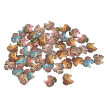 Knutselknopen 3 cm lang, stevig hout, retro dierenmotief