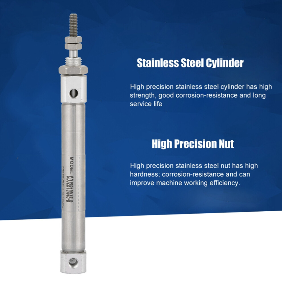 Cdj2b10-45B 10Mm Diameter Double Acting Stainless Steel Pneumatic Air Cylinder 7901362770859