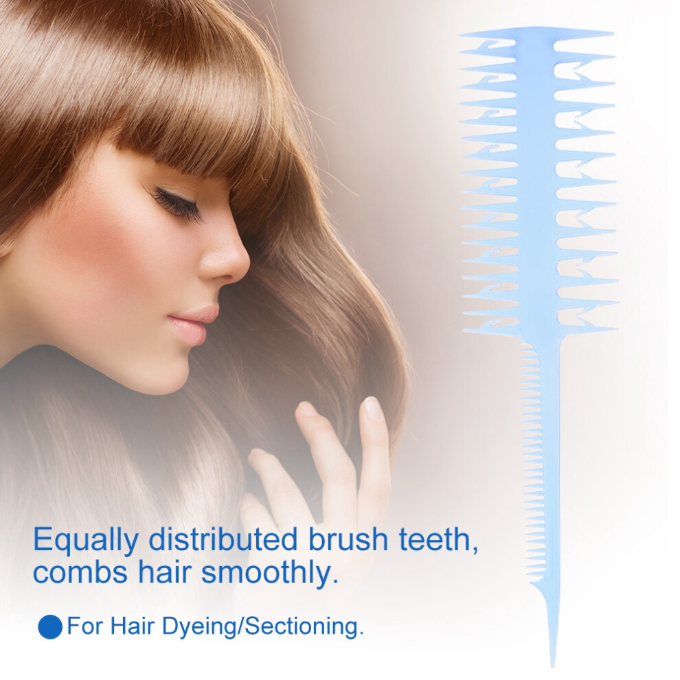 Double Sided Wide Fine Tooth Highlighting Comb Blue Professional Hair Comb
