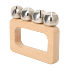 Tanzhandglocke, rechteckiger Holzgriff, Metall