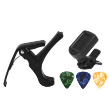 Gitaar capo, plectrum, stemapparaat, set met LED-display voor gitaar