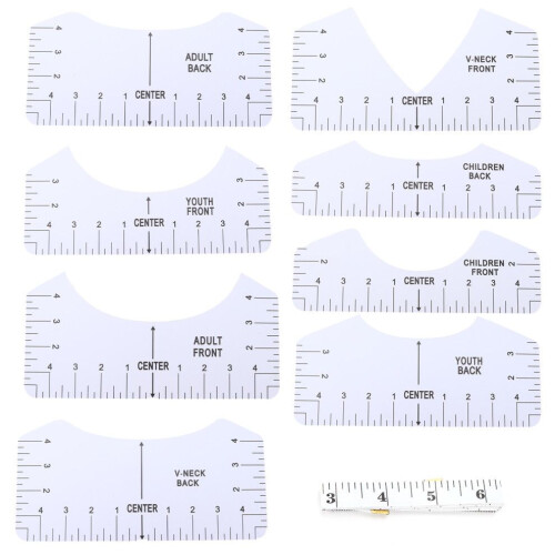 9Pcs TShirt Alignment Tool DIY VNeck Ruler PVC