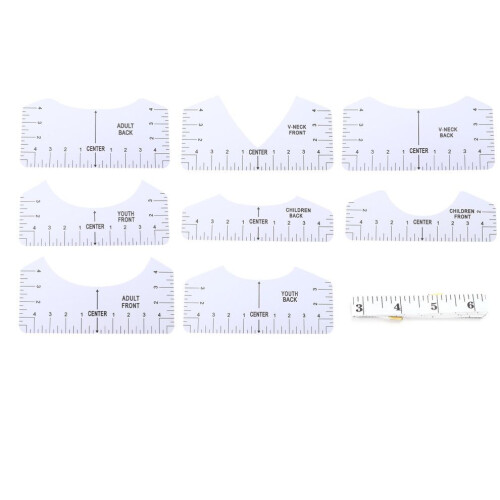 9Pcs TShirt Alignment Tool DIY VNeck Ruler PVC 1