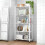 Living And Home 5-Tier Foldable Metal Storage Shelf with Casters, White 2