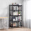 Living And Home 5-Tier Foldable Metal Storage Shelf with Casters, Black 1