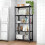 Living And Home 5-Tier Foldable Metal Storage Shelf with Casters, Black 2
