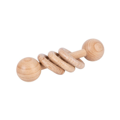 Wood Baby Rattle Teether Toy Solid Beech Early