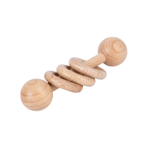Wood Baby Rattle Teether Toy Solid Beech Early 2
