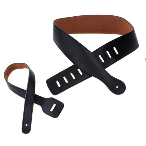 Gitarrläderrem svart handsydd kant 1