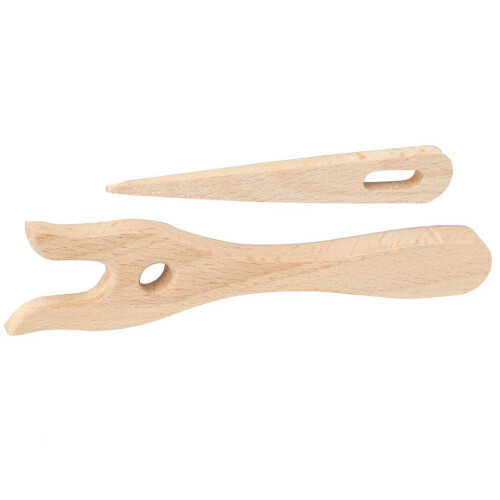 Houten breivork, weefnaald met groot oog 2