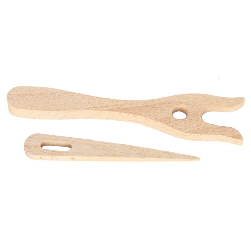 Houten breivork, weefnaald met groot oog 1