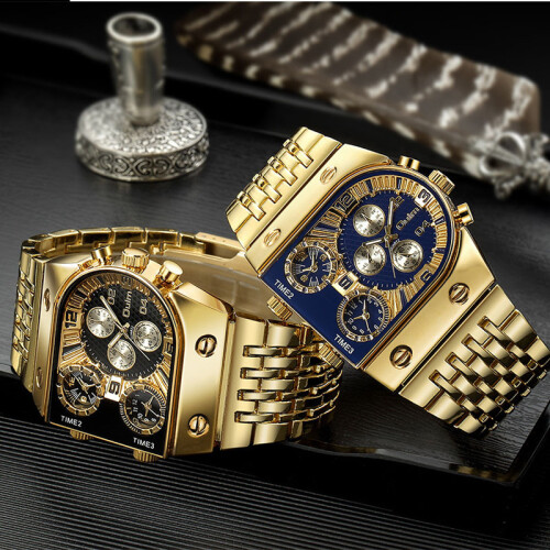 Relógio de quartzo dourado militar à prova d'água de 47 mm 1