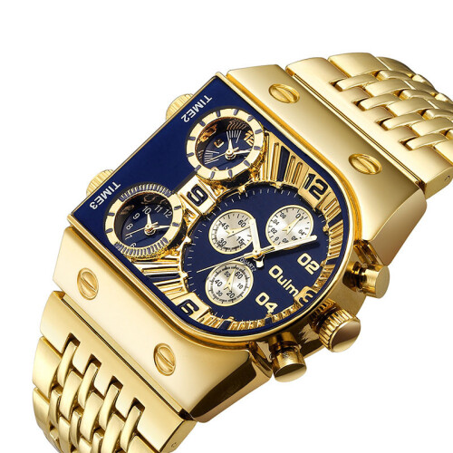 Relógio de quartzo dourado militar à prova d'água de 47 mm 2