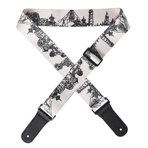 Leather Shoulder Strap Black White Printed 1