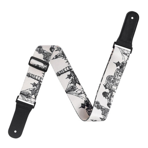 Leather Shoulder Strap Black White Printed 2