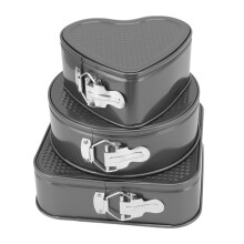 Set de 3 forme de tort cu fund detașabil, vase de copt antiaderente, din oțel aliat rezistent, pentru cheesecake, lasagna, quiche și multe altele