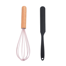 Küchenutensilien, manueller Eiermixer in Ballonform mit Antihaftbeschichtung, Holzgriff, hitzebeständig, komfortabler Griff, lebensmittelecht,