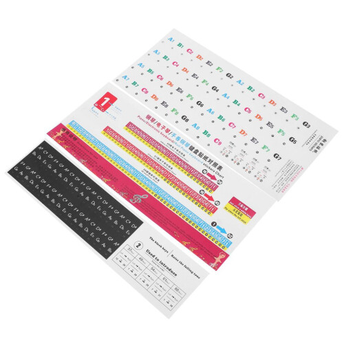 Pegatinas de piano con letras y números de colores 1