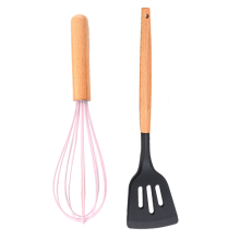 Silikonvisp av hög kvalitet med hål i spetsen, 2-delat non-stick-verktyg för högtemperaturbeständig blandning (rosa)