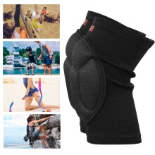 Dicker Schwamm Kniebandage Schutzpolster Sportpads Ärmel Schwarz S/M