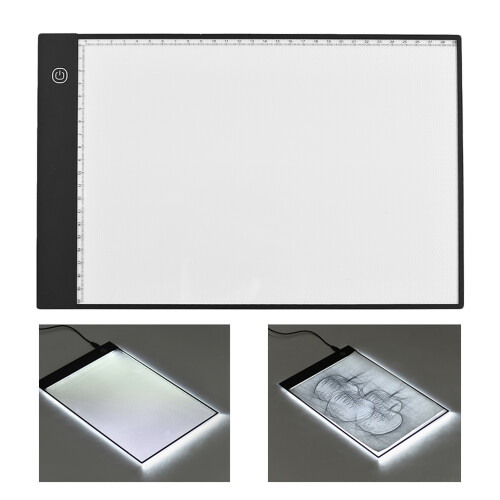 A4 Ultra-Thin LED Light Box with Dimming, Scaled Board & Clamp