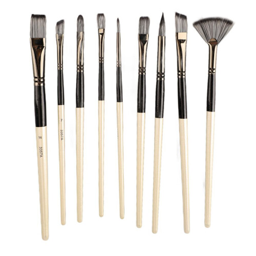 9pcs Gouache Watercolour Brushes Nylon Wool 2