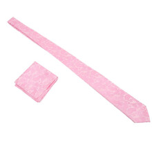 Set met stropdas en zakdoek voor heren, roze print, klassieke stijl