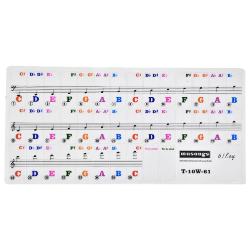 Juego de pegatinas para teclas de piano de 61 teclas