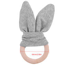 Baby- und Säuglings-Kauspielzeug aus Holz, Hase-Ohren, Wasserblau, natürliches Material